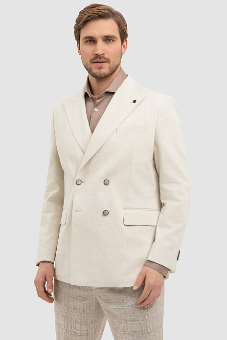 Пиджак из хлопка и льна, лимитированная коллекция, цвет Бежевый
