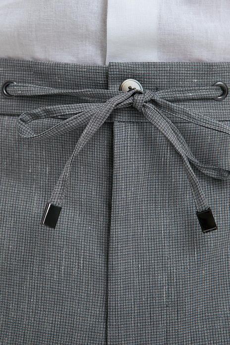 Брюки из шерсти, льна и шелка, цвет Серый светлый