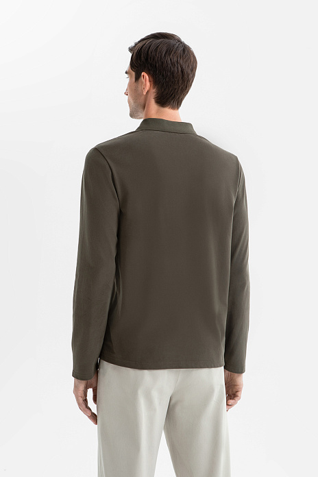 Лонгслив поло из хлопка, цвет Зеленый