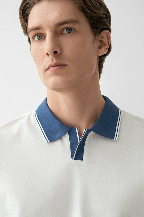 Поло из мерсеризованного хлопка, цвет Голубой