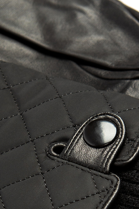 Перчатки из кожи и текстиля, цвет Черный