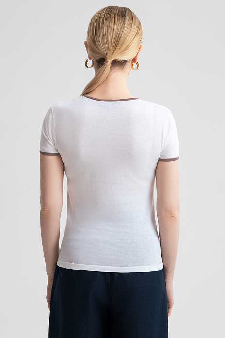 Футболка из хлопка, шелка и льна, цвет Белый