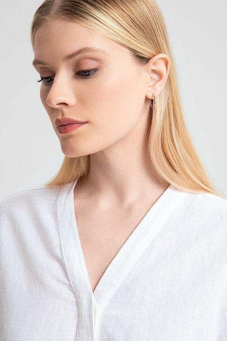 Рубашка изо льна и хлопка свободная, цвет Белый