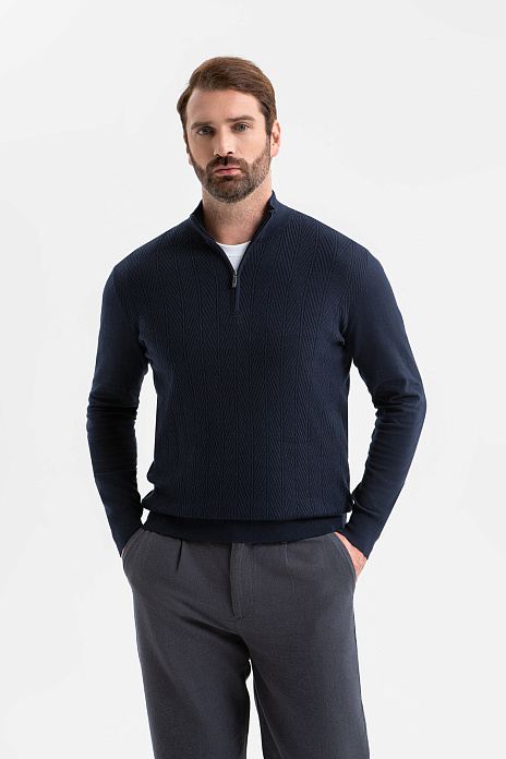 Джемпер из хлопка и кашемира, цвет Синий темный