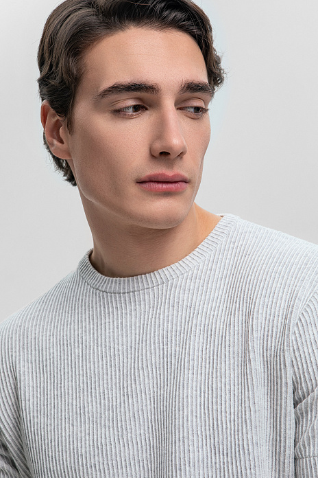 Футболка из хлопка в рубчик, цвет Серый