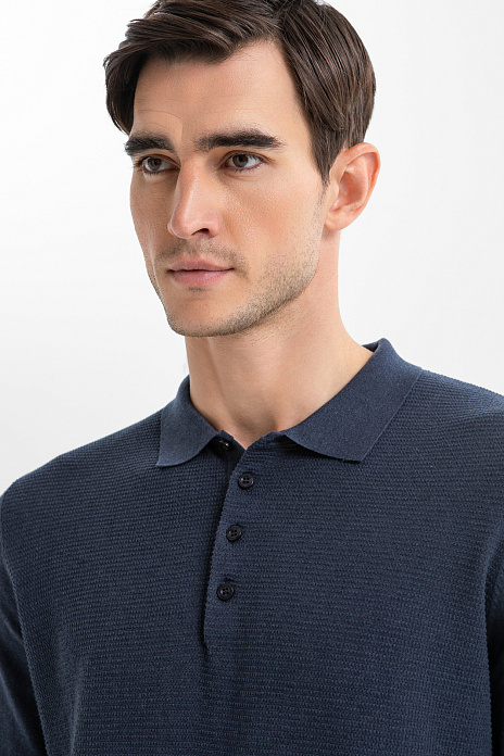 Джемпер поло из хлопка Пима, цвет Синий