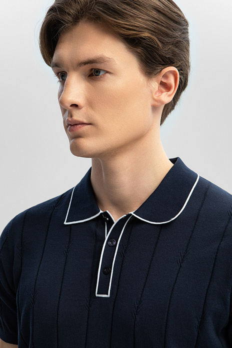 Поло из хлопка Пима, цвет Синий темный