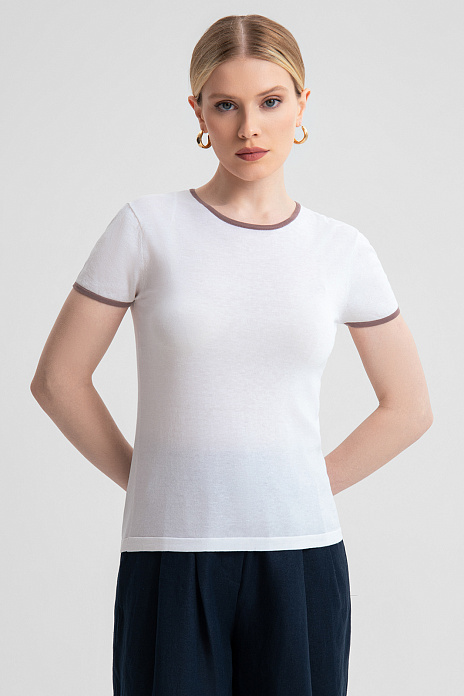 Футболка из хлопка, шелка и льна, цвет Белый