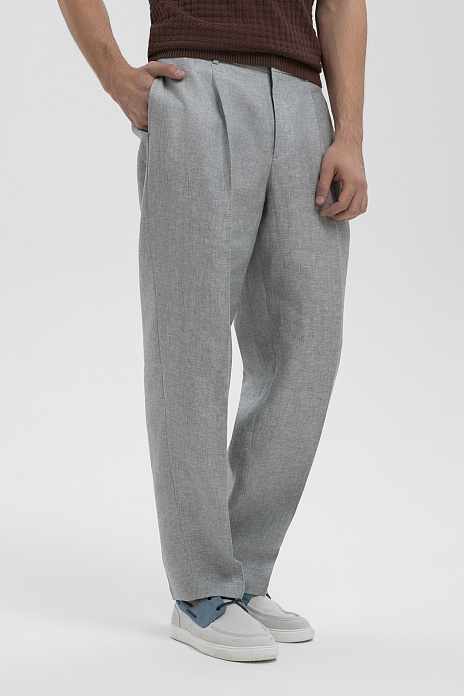 Брюки изо льна, цвет Серый светлый