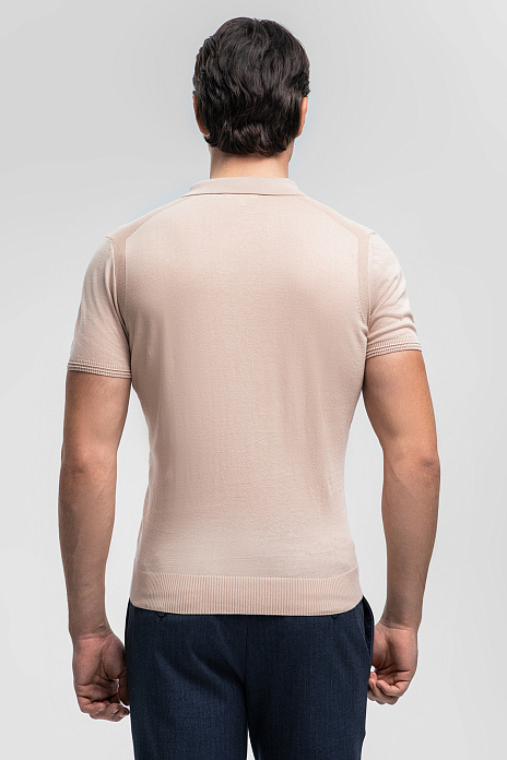 Поло из хлопка и льна, цвет Бежевый