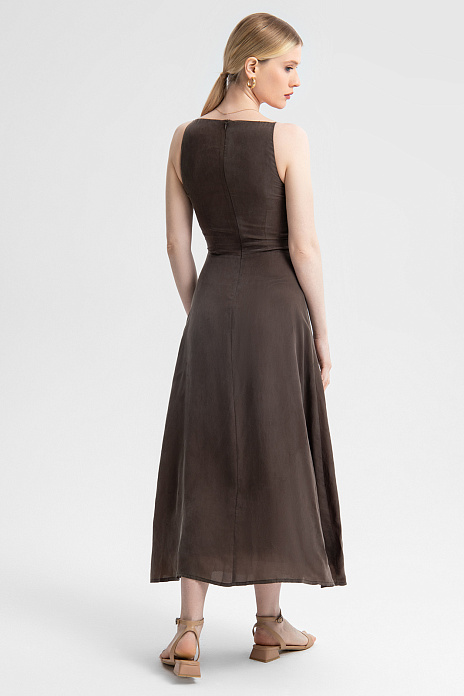 Платье-миди из купро, цвет Коричневый