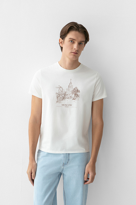 Футболка из хлопка, цвет Бежевый светлый