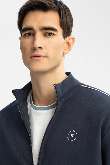 Толстовка на молнии, цвет Синий темный