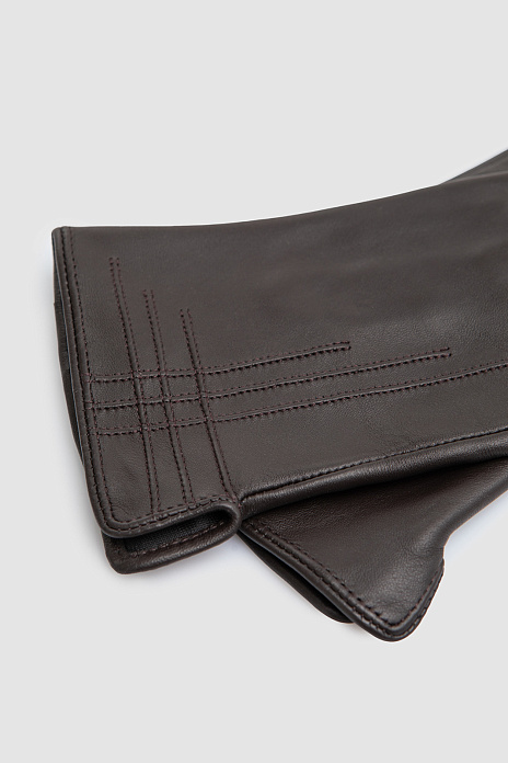 Перчатки из натуральной кожи, цвет Коричневый темный