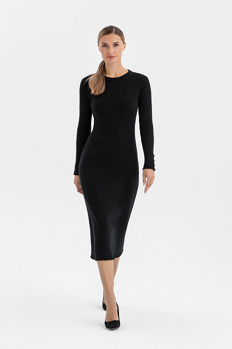 Платье из хлопка и кашемира, цвет Черный