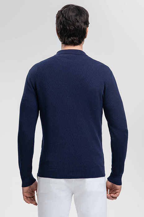 Поло из хлопка синего цвета, цвет Синий темный