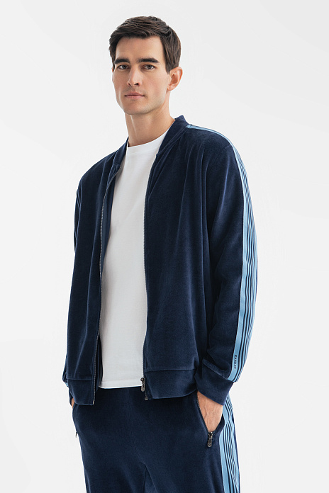 Толстовка из хлопка с лампасами, цвет Синий