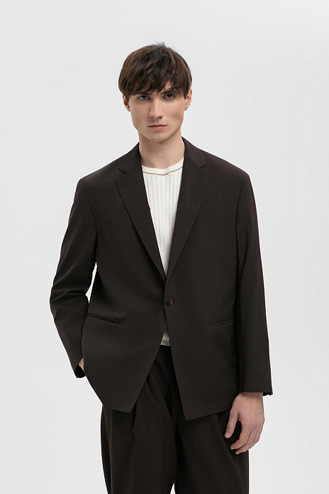 Пиджак из шерсти и шелка, цвет Коричневый темный