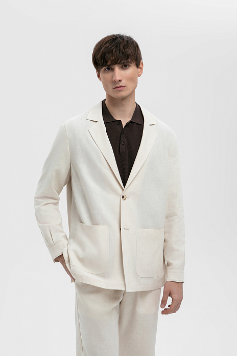 Пиджак из хлопка и льна, цвет Бежевый
