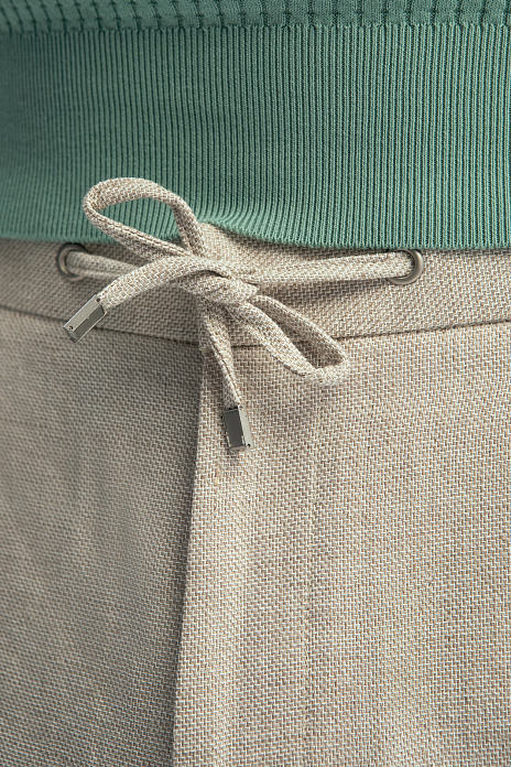 Брюки изо льна и хлопка, цвет Бежевый светлый