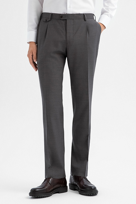 Брюки из шерсти и шелка с водоотталкивающей обработкой, цвет Серый