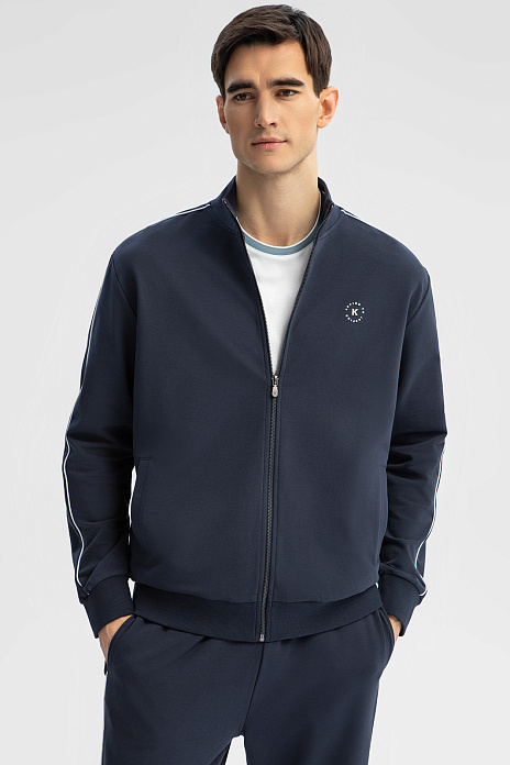 Толстовка на молнии, цвет Синий темный