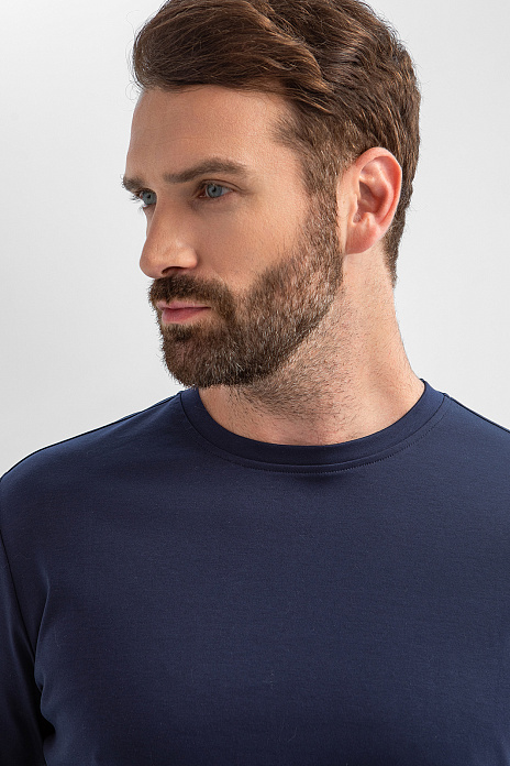 Лонгслив из мерсеризованного хлопка, цвет Синий темный