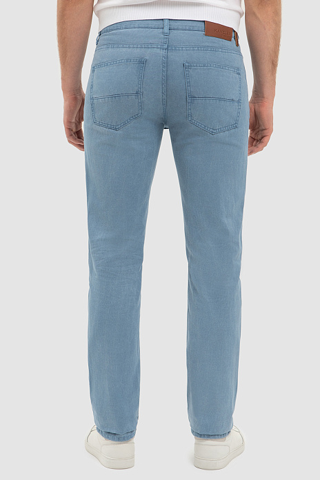 Джинсы прямого силуэта с добавлением льна, цвет Голубой