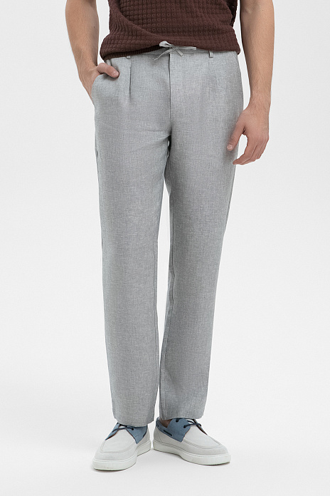 Брюки изо льна, цвет Серый светлый