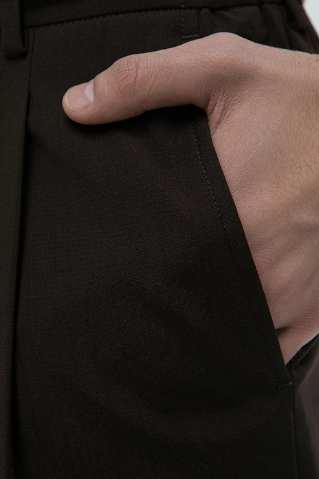 Брюки из шерсти и шелка, цвет Коричневый темный