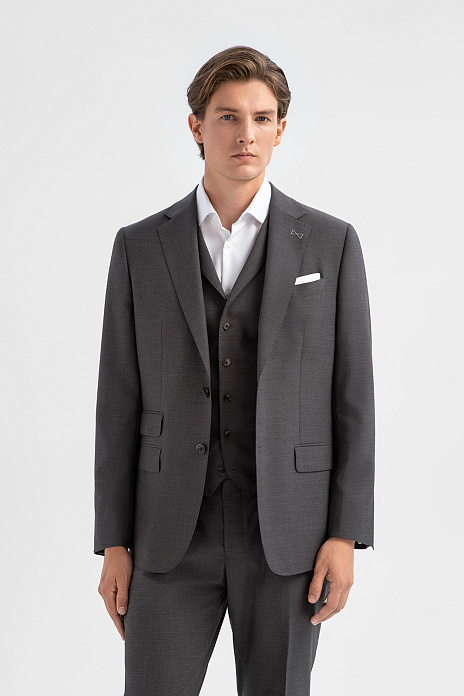 Костюм-тройка из шерсти и шелка с водоотталкивающей обработкой, цвет 