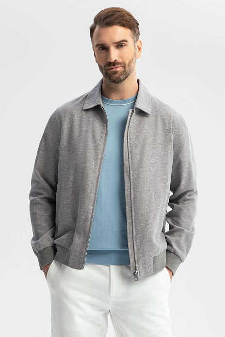 Куртка из хлопка и льна, цвет Серый светлый