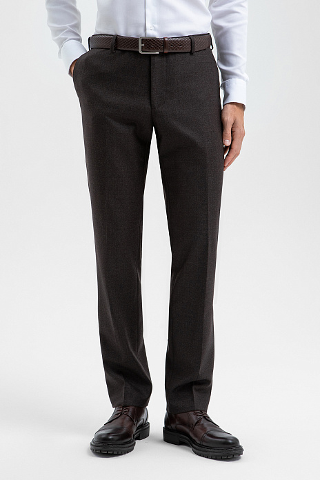 Брюки из шерсти, устойчивой к сминанию и загрязнениям, цвет Коричневый