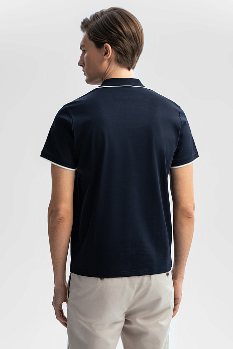 Поло из мерсеризованного хлопка, цвет Синий темный