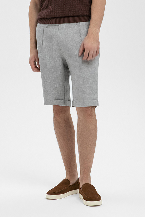 Шорты изо льна, цвет Серый светлый