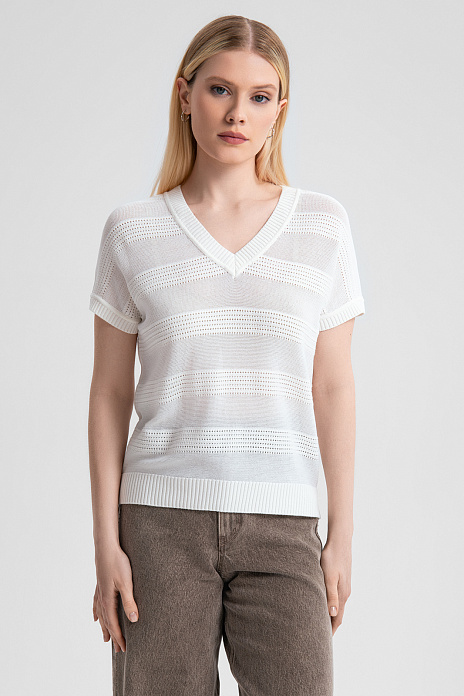 Футболка трикотажная в полоску, цвет Белый