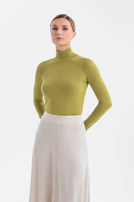 Водолазка из хлопка и шелка, цвет Зеленый светлый