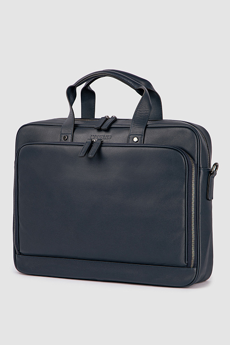Портфель из натуральной кожи, цвет Синий темный