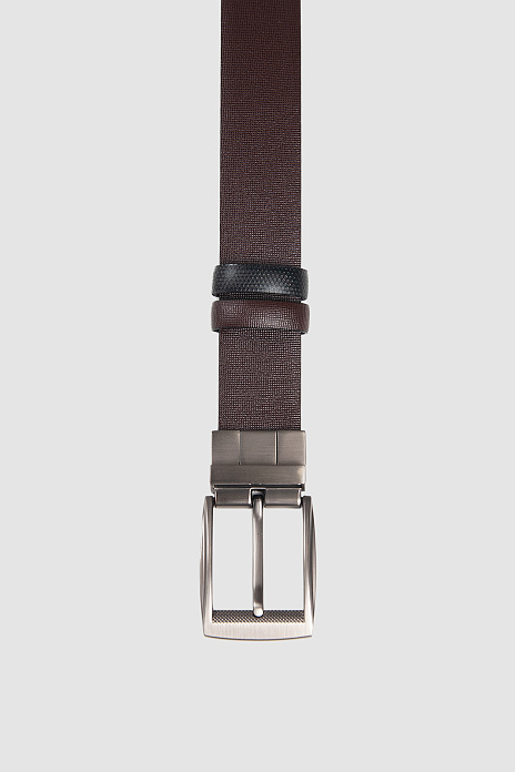 Ремень двусторонний из натуральной кожи, цвет Коричневый