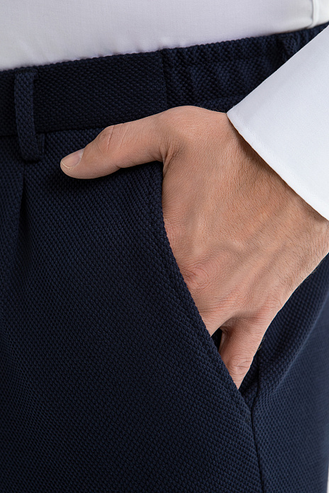 Брюки из тенсела и хлопка на кулиске, цвет Синий темный