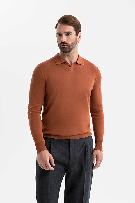 Джемпер поло из шелка, лимитированная коллекция, цвет Коричневый светлый