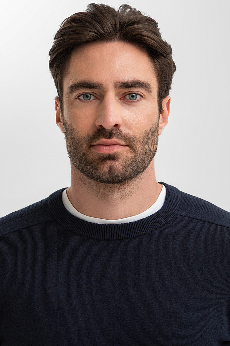 Джемпер из хлопка и кашемира, цвет Синий темный