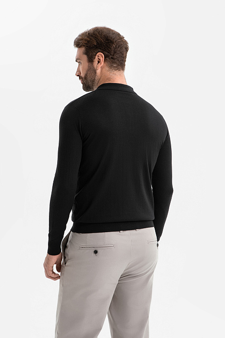 Джемпер поло из шерсти и шелка, цвет Черный