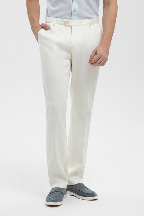 Брюки изо льна и хлопка, цвет Белый