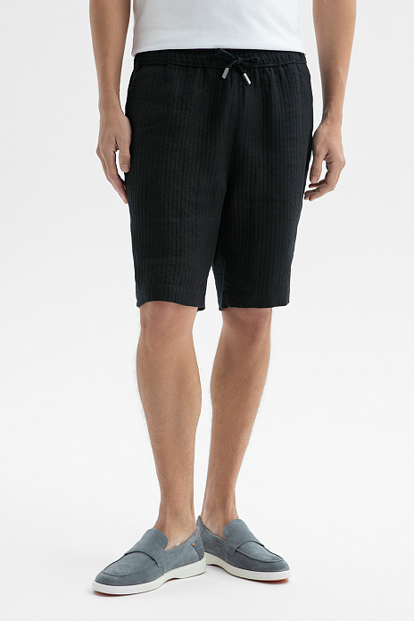 Шорты изо льна и хлопка, лимитированная коллекция, цвет Черный