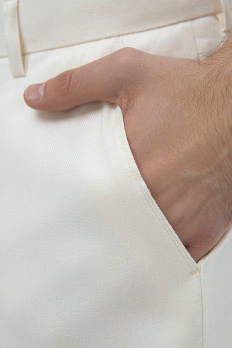 Брюки изо льна и хлопка, цвет Белый